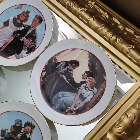❗Antique Norman Rockwell Plate Set of 4 with Gold Trim❗ - Picture 6 of 9